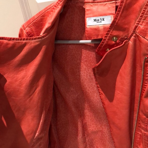 Orange leather look jacket - Picture 3 of 4